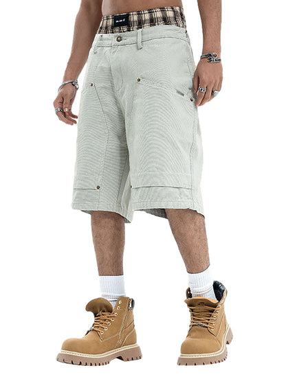 Retro Structured  Design Cargo Shorts 