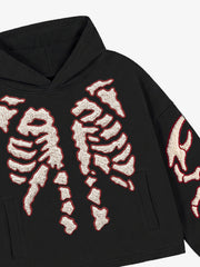 Skeleton Scorpion Terry Embroidered Hoodie & Wide-Leg Sweatpants Set
