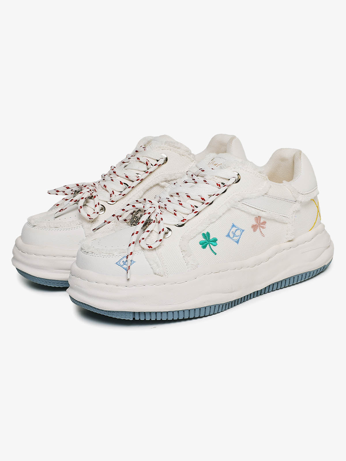 Thesupermade American Retro Patch Raw Edge Embroidered Floral Dissolving Shoes 