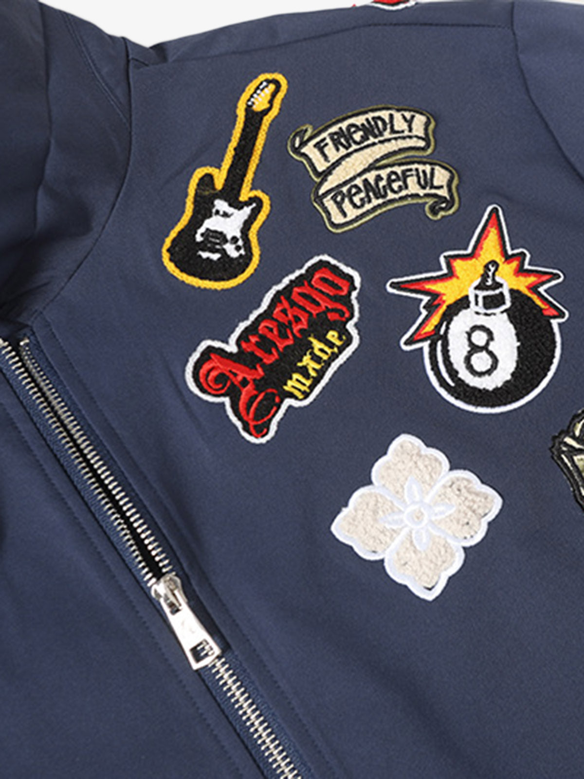 Original Design Bomber Jacket for Men and Women - Trendy Patches and High-Quality Construction 