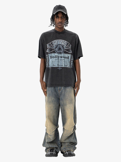 Vintage-Inspired Graphic Washed T-Shirt 