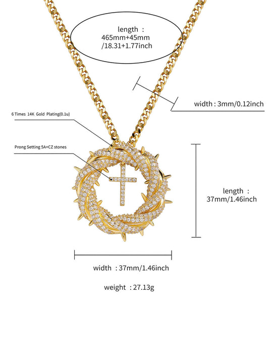 Twisted Cross Zircon Pendant Copper Necklace 