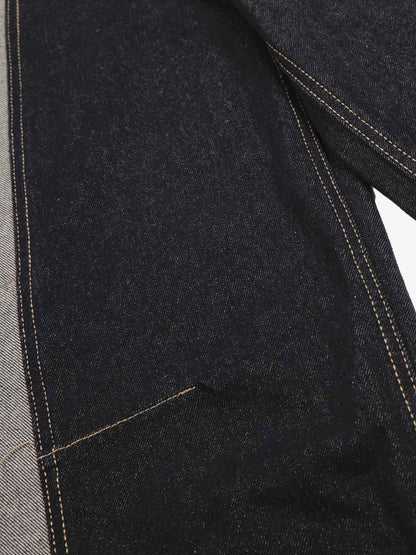 Denim Patchwork Wide Leg Pants with Leopard Star Charm and Side Pockets 