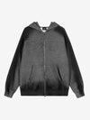 Distressed Studded Gradient Zip Up Hoodie 