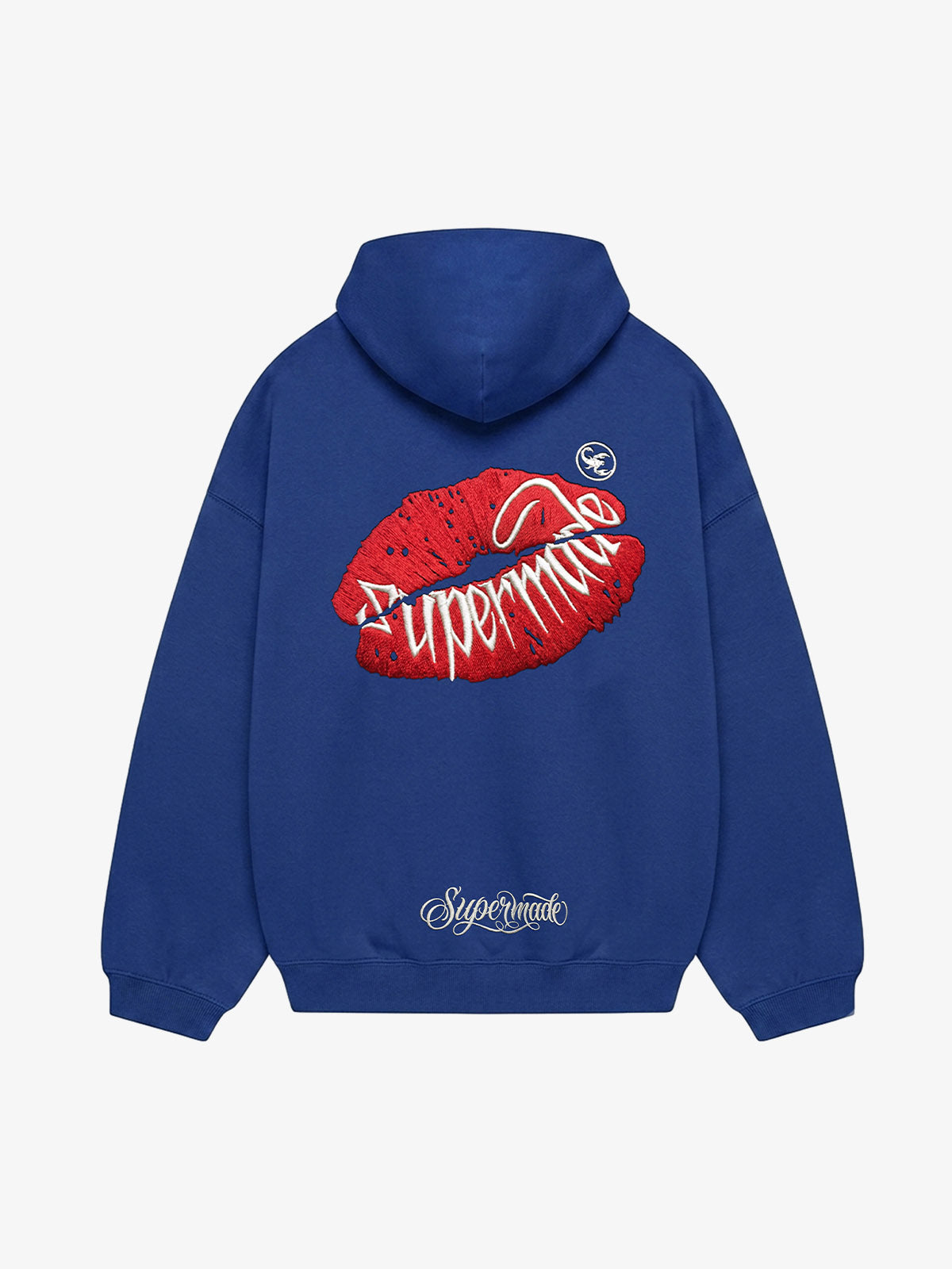 Oversized Hoodie with Lip Print Embroidery