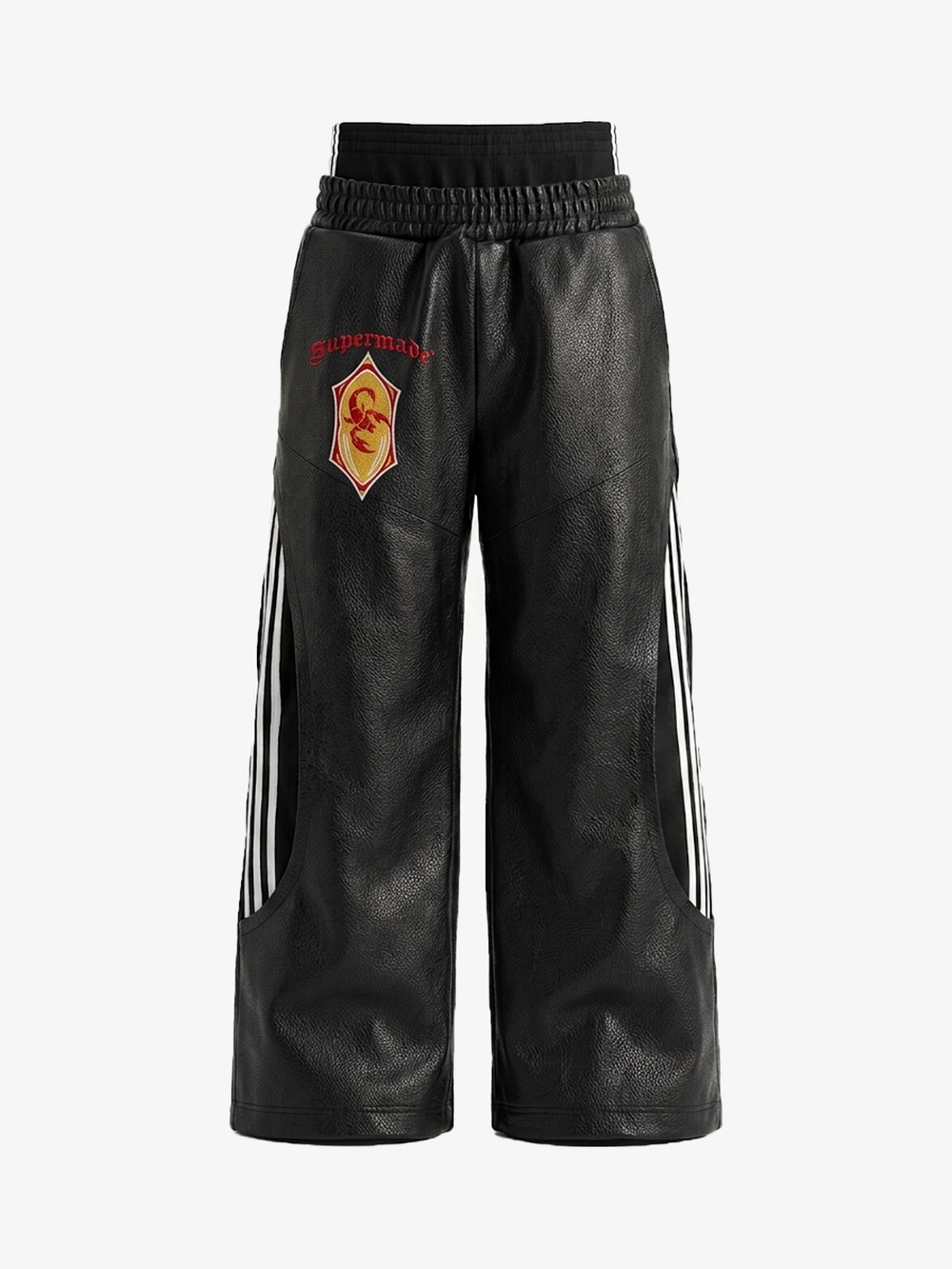 Avant-Garde Double-Waist Faux Leather Trousers