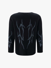 Ink-Splatter Graffiti Crewneck Knit Sweater; Black / M, Black / L, Black / XL