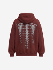 Skeleton Bone Graphic Distressed Hoodie