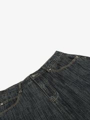 Textured Stripe Straight-Leg Jeans