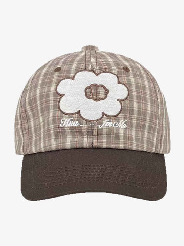 Casquette de baseball brodée à carreaux floraux