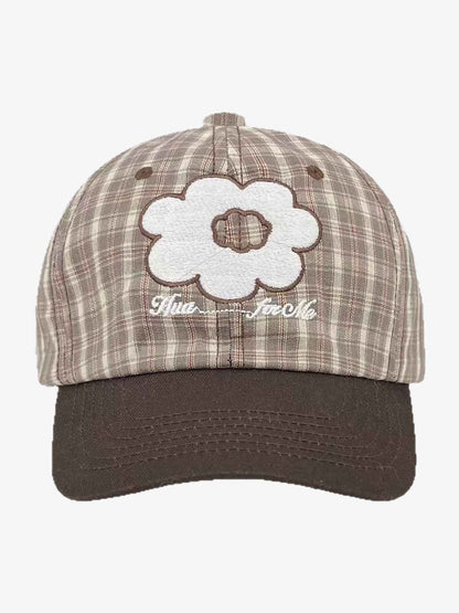 Casquette de baseball brodée à carreaux floraux