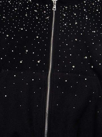 Rhinestone Zip Hoodie