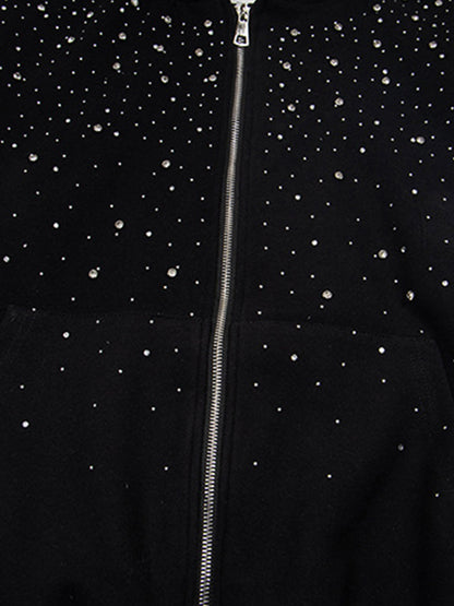 Rhinestone Zip Hoodie