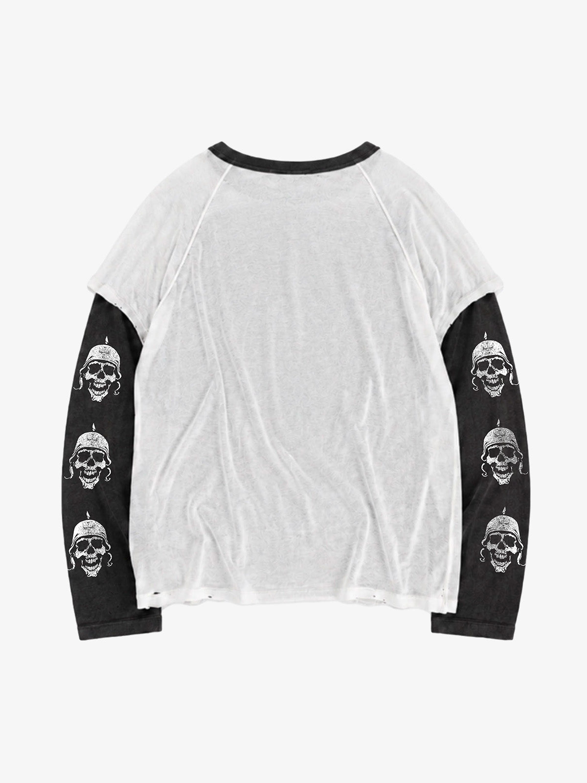 Skull Graphic Washed Layered Long Sleeve Tee