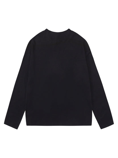 Half Zip Crew Neck Printed Knitted Sweater 