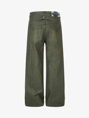 Button Detail Patchwork Jeans