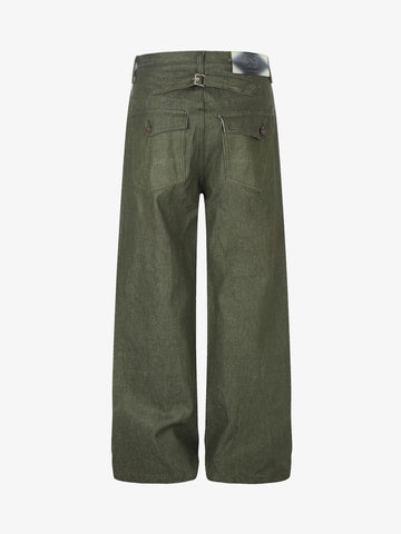 Button Detail Patchwork Jeans