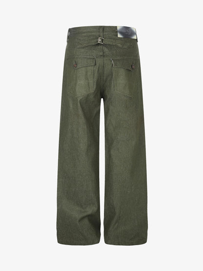 Button Detail Patchwork Jeans