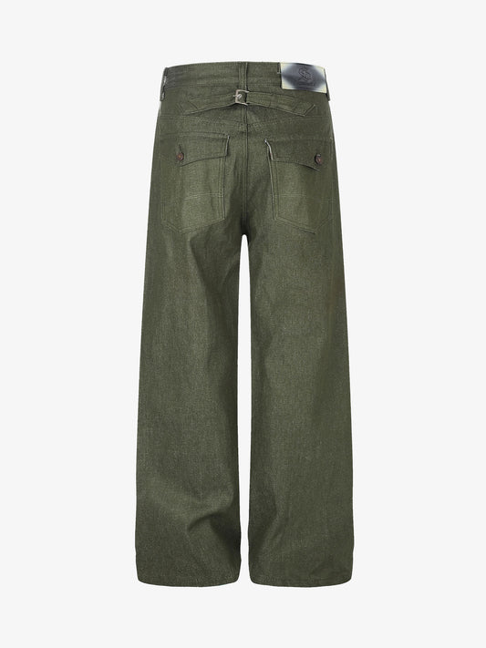 Button Detail Patchwork Jeans