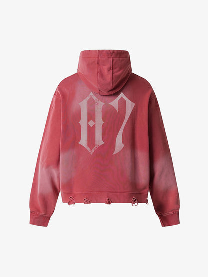 Distressed Oversized Hoodie with Vintage Graphic Print