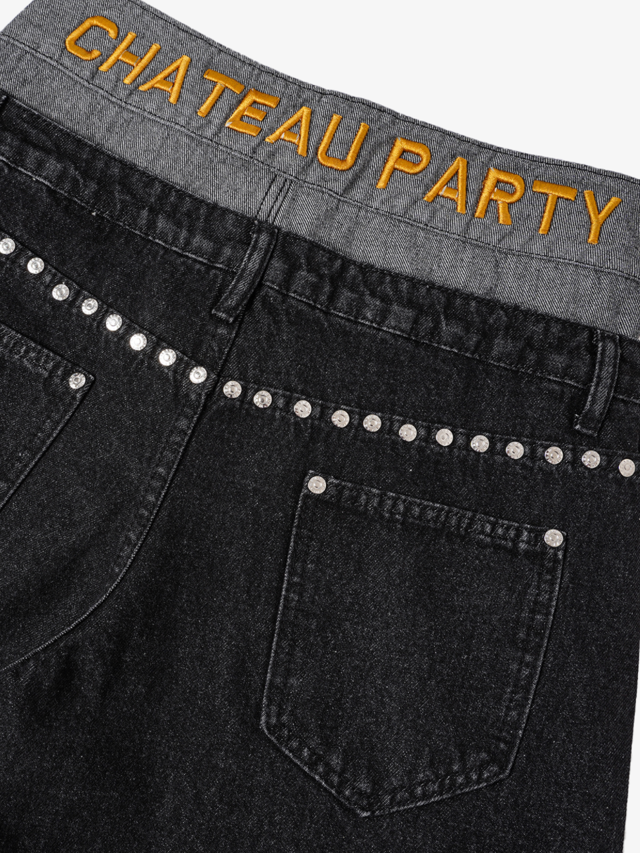 Studded Layered Waist Jeans