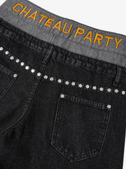 Studded Layered Waist Jeans