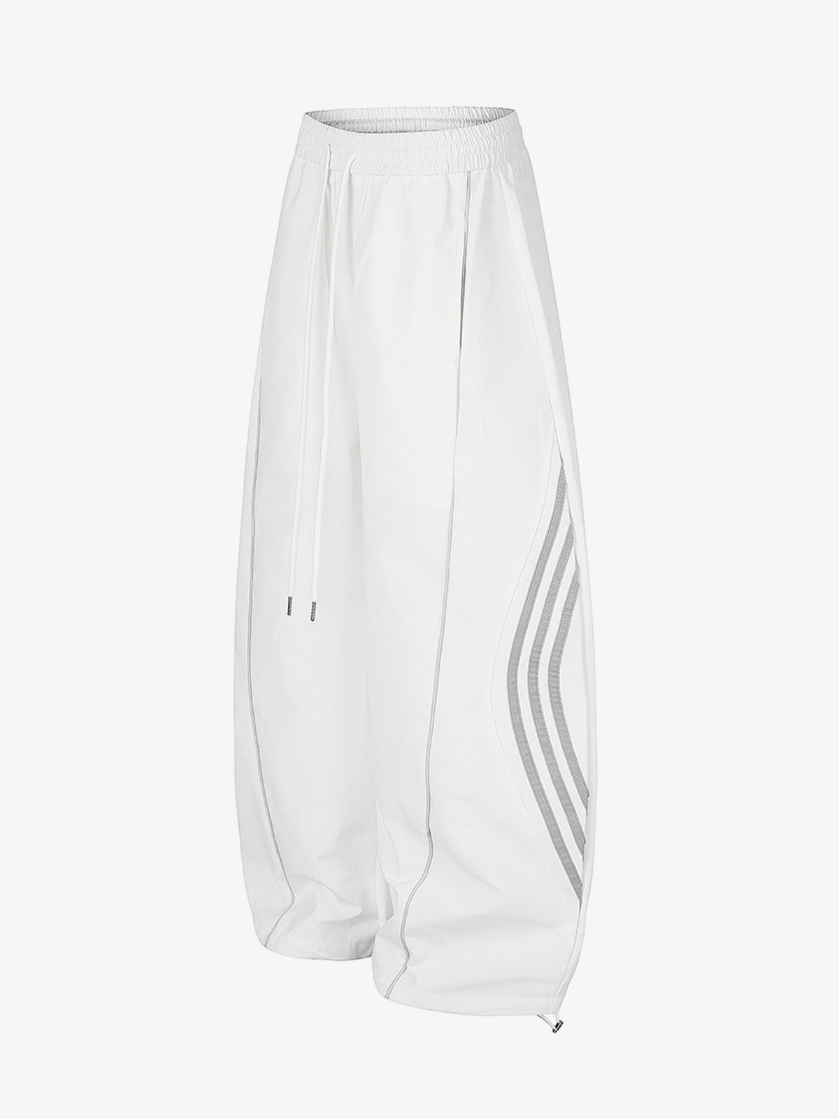 Curved-Seam Striped Baggy Sweatpants