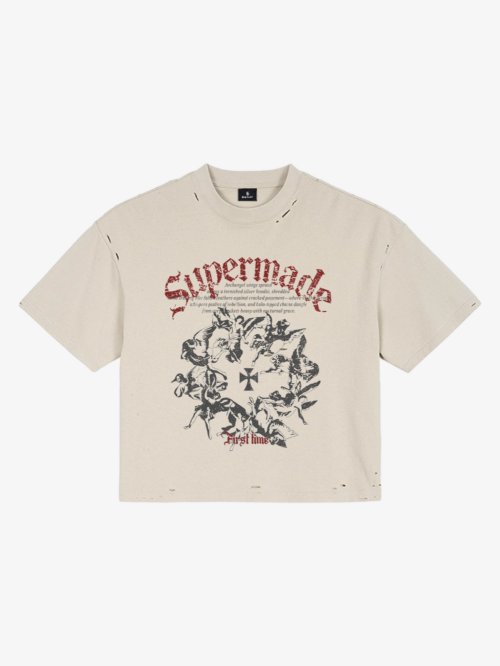Graphic Distressed Cropped Tee