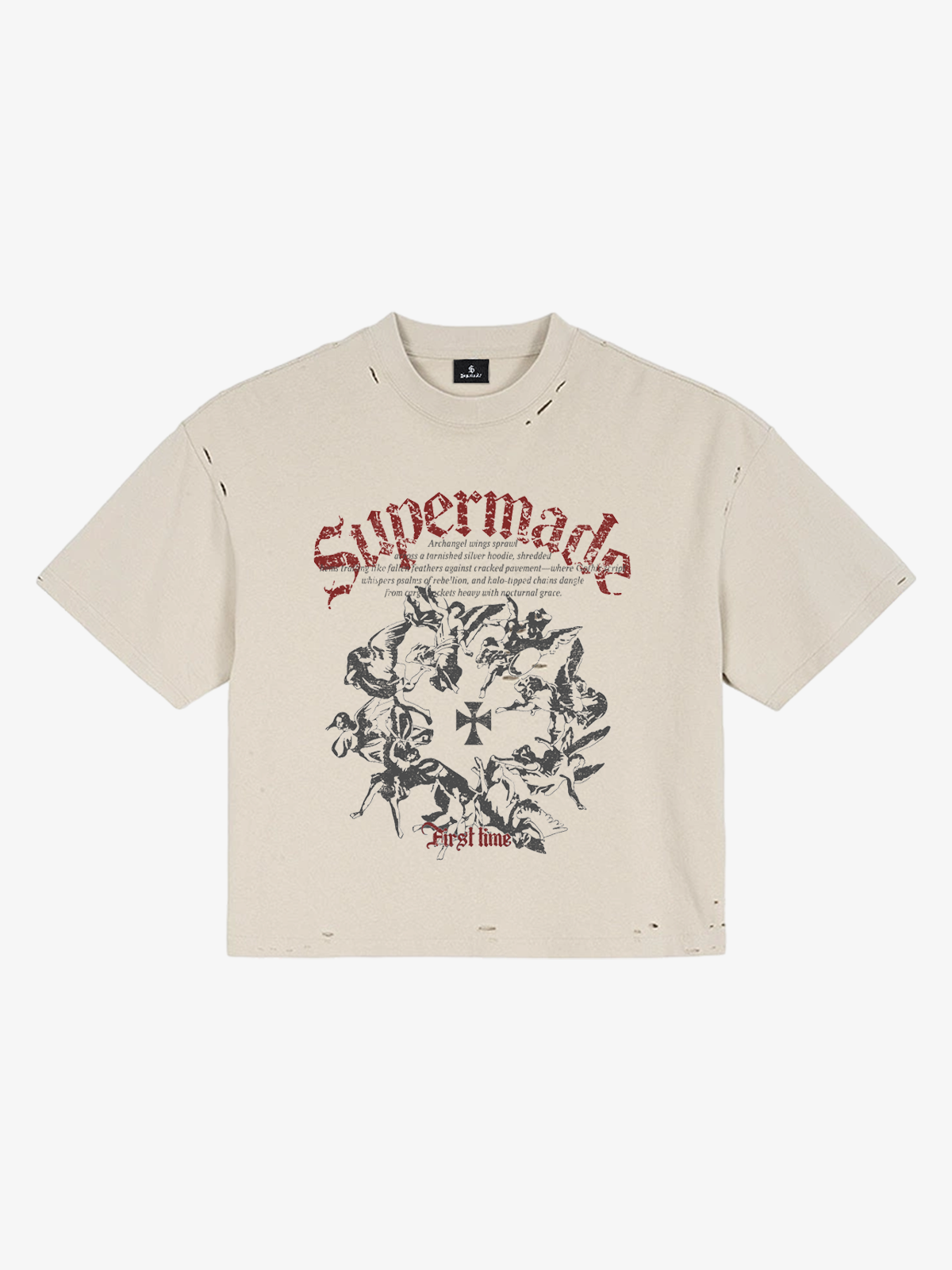 Graphic Distressed Cropped Tee