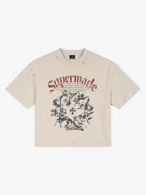 Graphic Distressed Cropped Tee