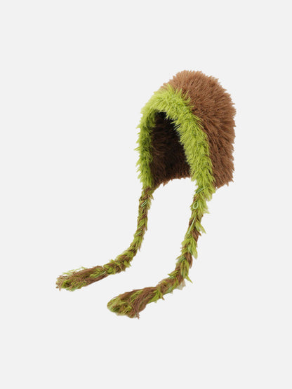 Colorful Fuzzy Winter Hat with Tassels for Festive Season 