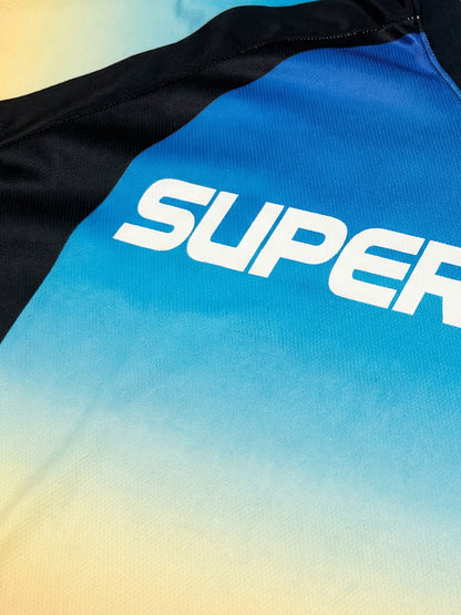 Polyester Desert Print V-Neck T-Shirt with Supermade Logo and Cactus Design 