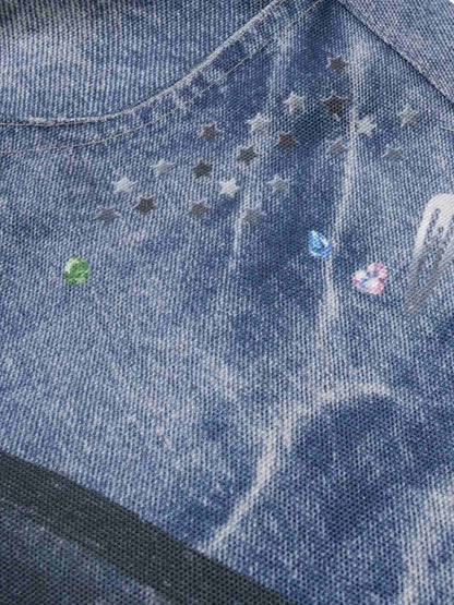 Retro Dachshund 3D Print Washed Distressed Jeans 