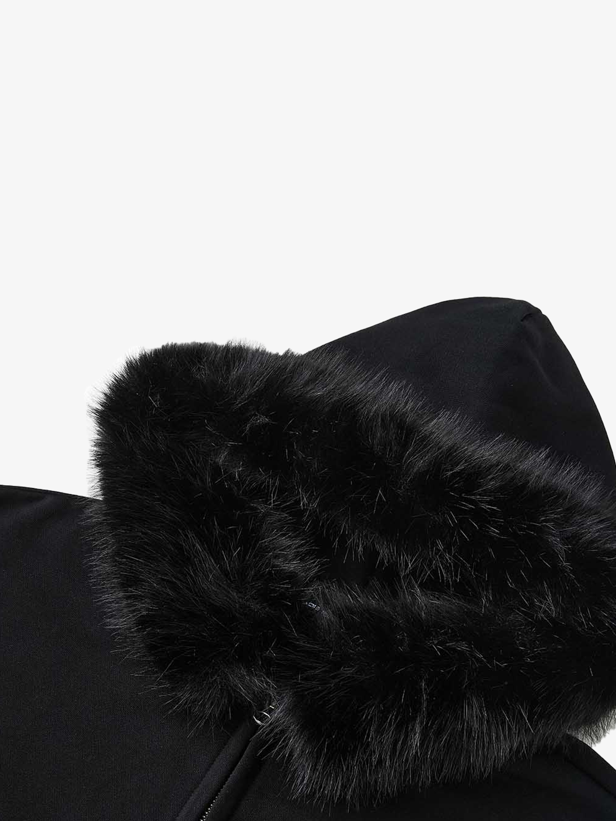 Fur-Trim Sleeve Graphic Zip Hoodie