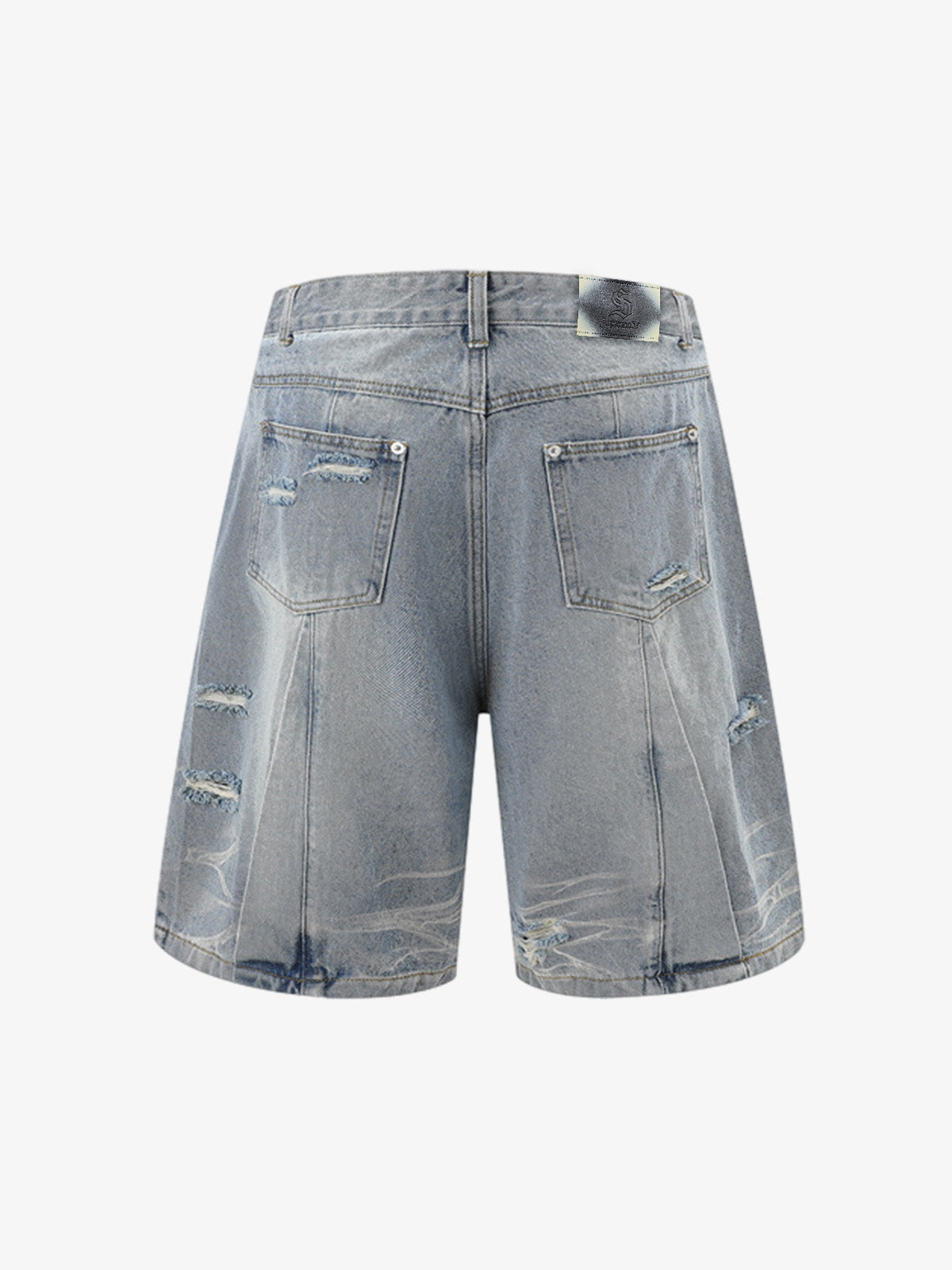 Washed Black Branch Print Deconstructed Denim Set 