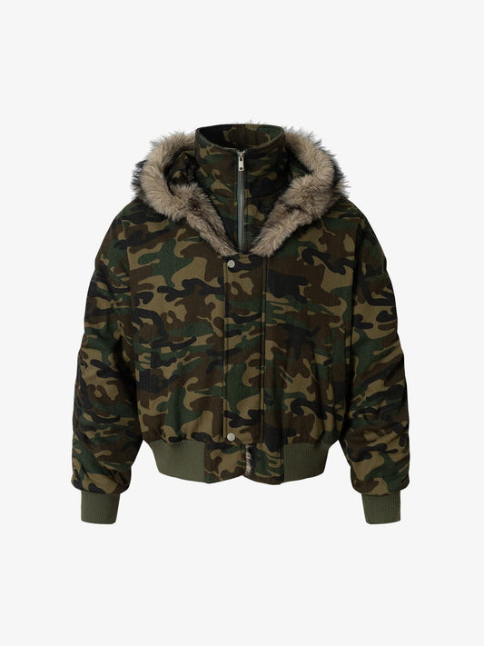 Winter-Ready Corduroy Jacket with Faux Fur Trim for Men 