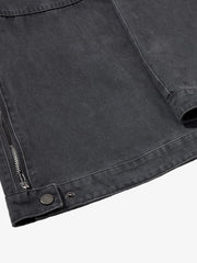 Vintage Washed Multi-Pocket Adjustable Strap Flare Cargo Pants 