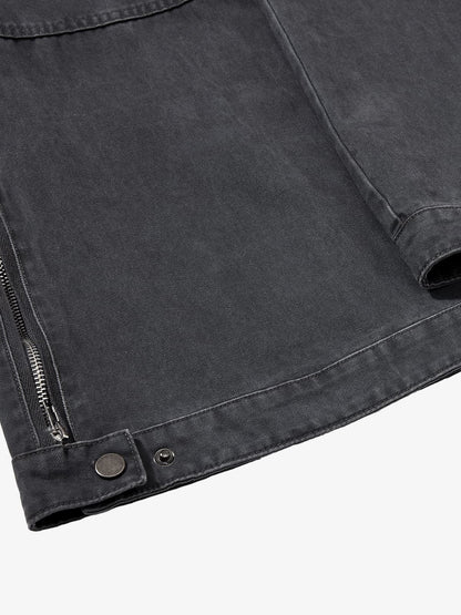 Vintage Washed Multi-Pocket Adjustable Strap Flare Cargo Pants 