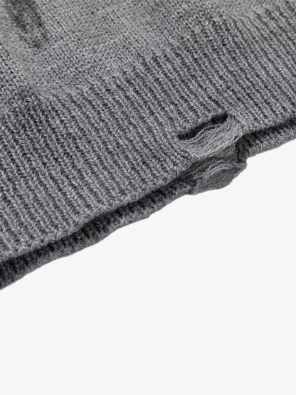 Distressed Ribbed Raglan Knit Sweater