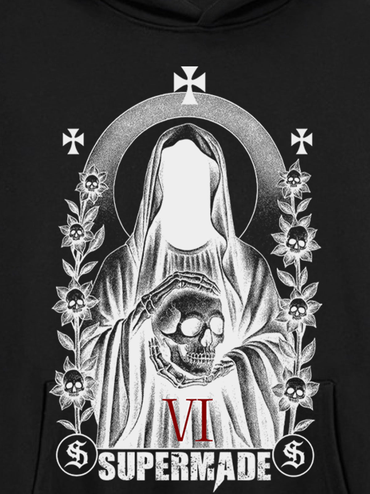 Thesupermade Dark Headless Skull Death Hooded Sweatshirt 