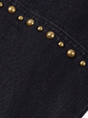 Distressed Studded Boxy Fit Denim Jacket