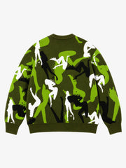 Abstract Camo Graphic Cropped Boxy Knit Sweater