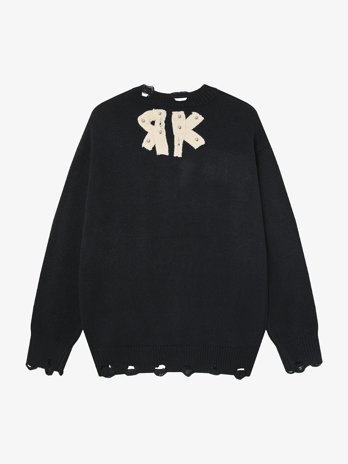 Distressed Letter Graphic Knit Sweater
