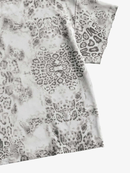 Vintage Distressed Irregular Leopard Print T-Shirt 