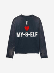 Distressed Graphic Ripped Long Sleeve Tee