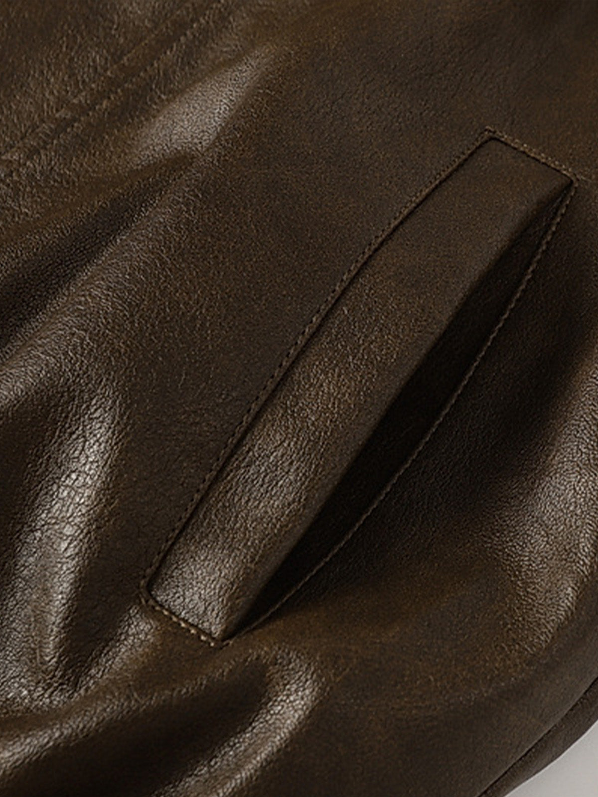 Belted Hem Faux Leather Bomber Jacket