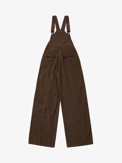 Pleated Knee Cargo Denim Overalls 