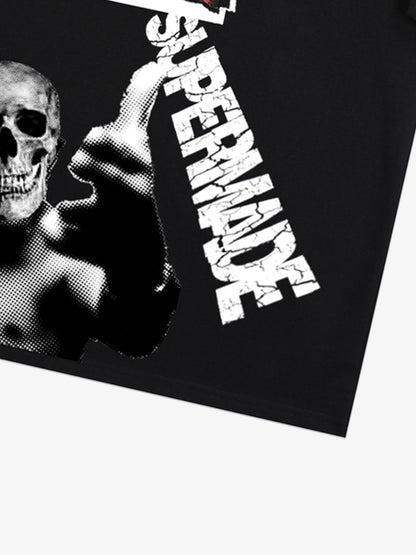 Distressed Sleeveless Crop Top with Barbed Wire Graphic Design 