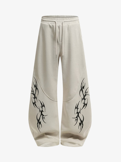 Tribal Print Wide Leg Sweatpants with Drawstring Waist 