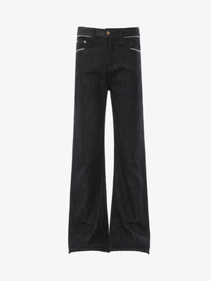 Vintage Contrast Trim Dark Wash Jeans 